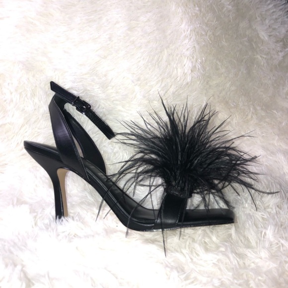 Gianni Bini Black Feathered Heels size 9.5 NWOT - Picture 5 of 15